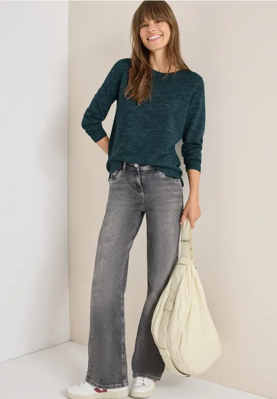 Cecil Damen Rundhals Strukturpullover in Grün, Gr: L