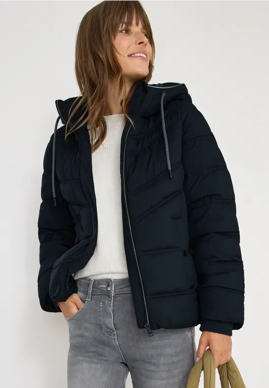 Cecil Damen Steppjacke mit Kapuze in Blau, Gr: XXL