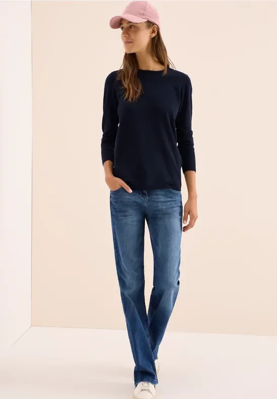 Cecil Damen Basic Pullover in Blau, Gr: XS