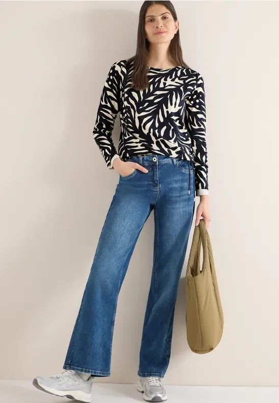 Cecil Damen Two-Tone Shirt in Blau, Gr: L