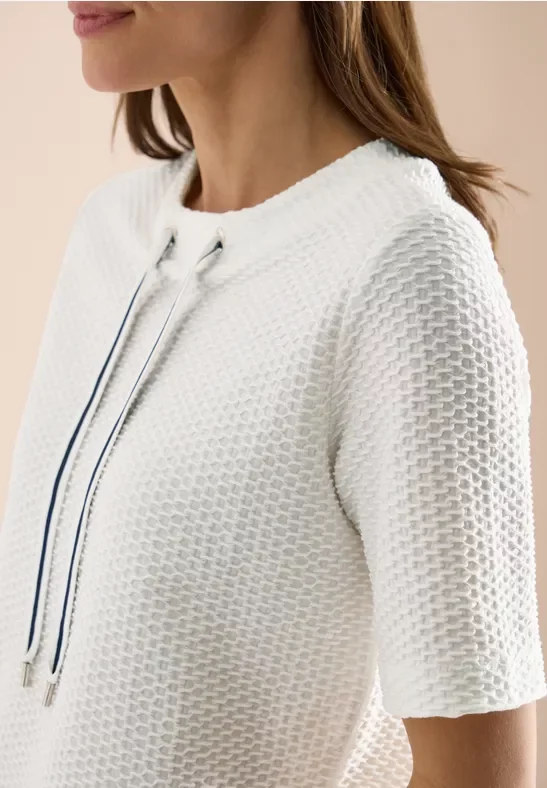 Cecil Damen T-Shirt mit Rundhals mit Tunnelzug in Weiß, Gr: XXL