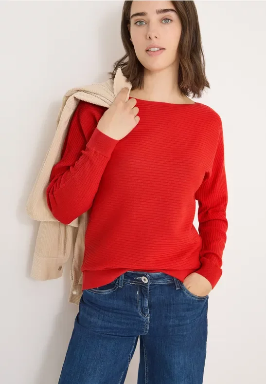 Thumbnail - Cecil Damen Cosy Strukturmix Dolman in Orange, Gr: S