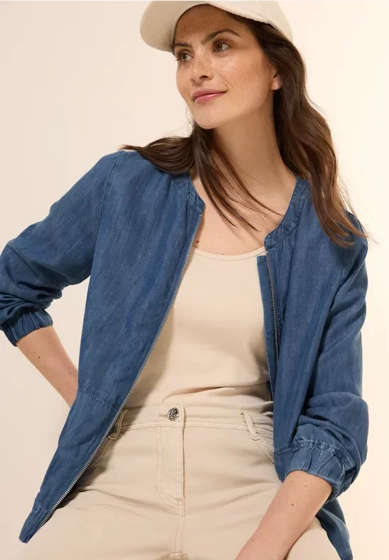 Cecil Damen Leichte Lyocell Jacke in Blau, Gr: XS