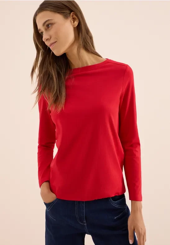 Cecil Damen Shirt in Unifarbe in Rot, Gr: 3XL
