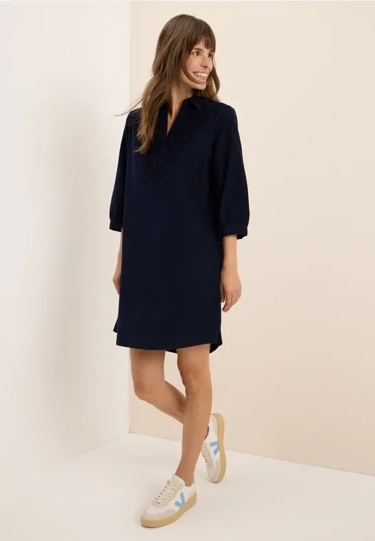 Thumbnail - Cecil Damen Cordkleid in Unifarbe in Blau, Gr: S