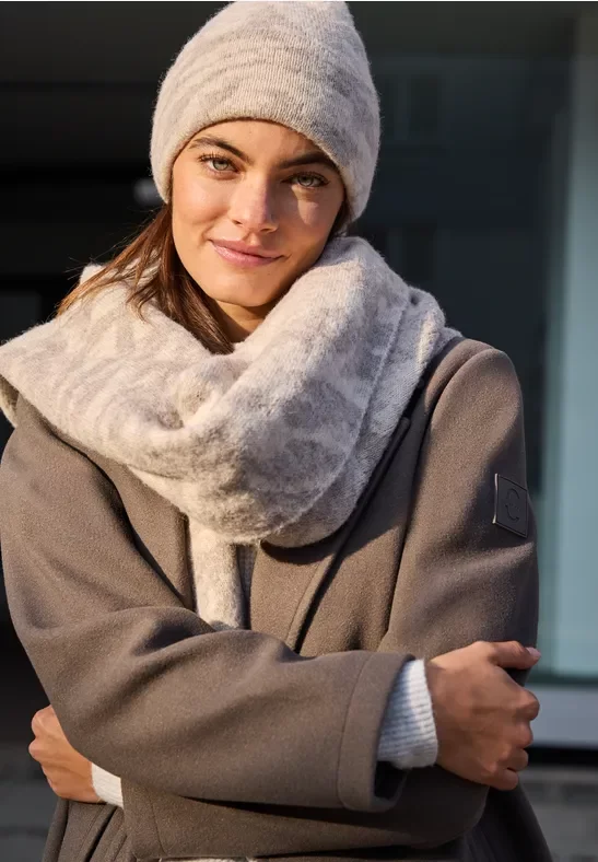 Cecil Damen Dreieckstuch mit Zebramuster in Beige, Gr: One size