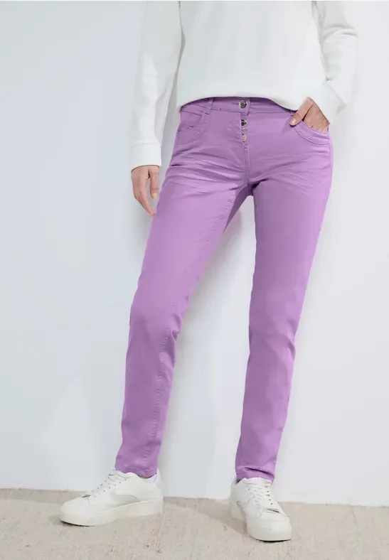 Cecil Damen Slim Fit Jeans in Lila, Gr: 36