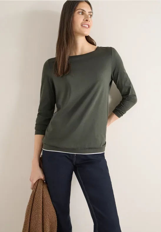 Cecil Damen Shirt in Unifarbe in Grün, Gr: L