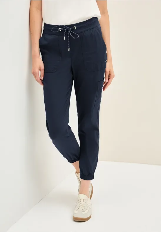 Cecil Damen Gestreifte Cargo Hose in Blau, Gr: XL