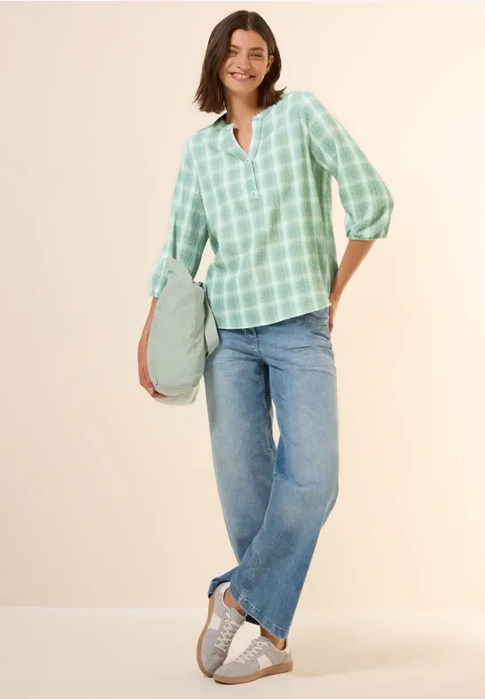 Thumbnail - Cecil Damen Karierte Strukturbluse in Grün, Gr: XS