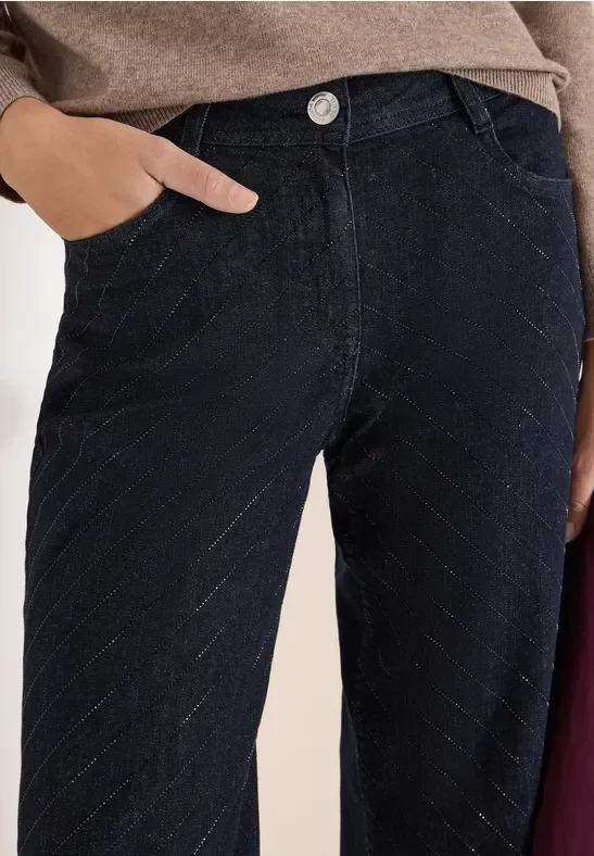 Cecil Damen Jeans mit Schmucksteinen in Blau, Gr: 38