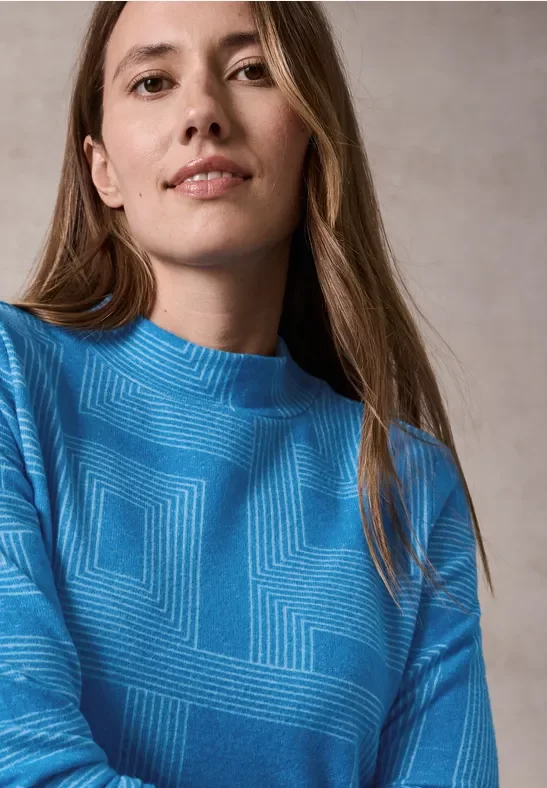 Thumbnail - Cecil Damen Bedrucktes Langarmshirt in Blau, Gr: XXL