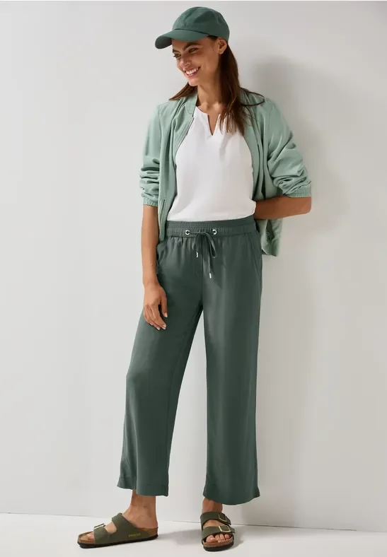 Thumbnail - Cecil Damen Straight Leg Viskose Hose in Grün, Gr: M