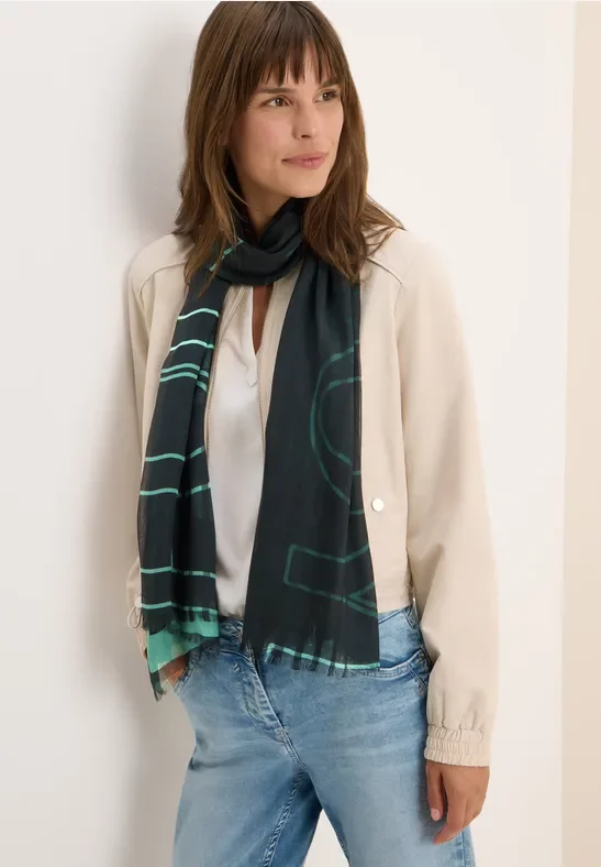 Thumbnail - Cecil Damen Gemusterter Schal in Grün, Gr: One size