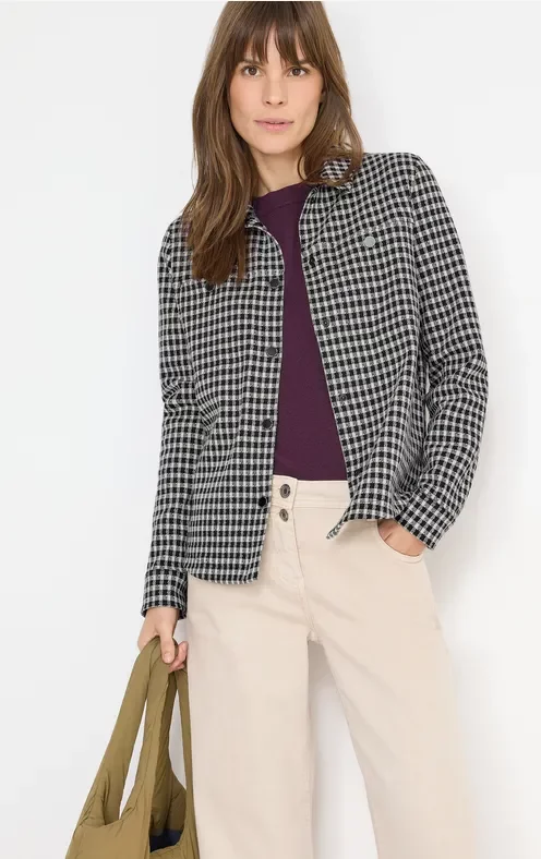 Cecil Damen Jacquard Check Indoor Jacke in Schwarz, Gr: M