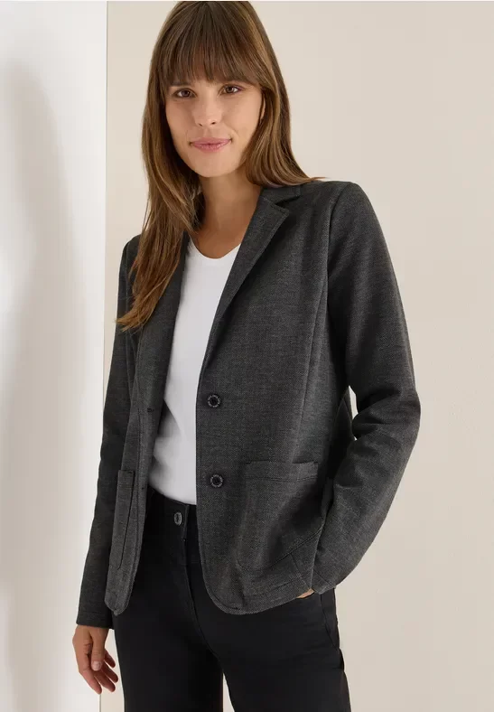 Cecil Damen Herringbone Blazer in Schwarz, Gr: XS