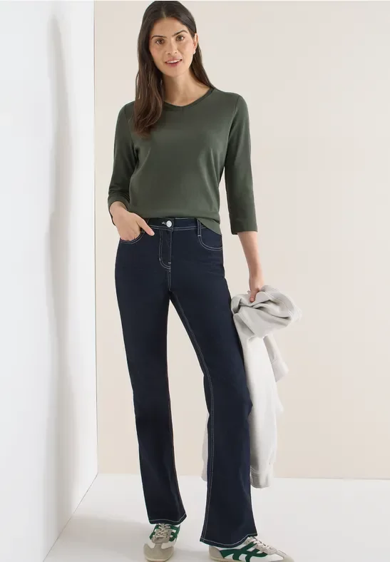 Cecil Damen Basic T-Shirt in Grün, Gr: L