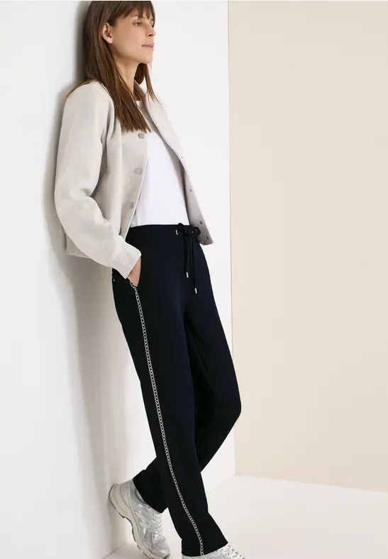 Cecil Damen Hose mit Tape-Detail in Blau, Gr: XS