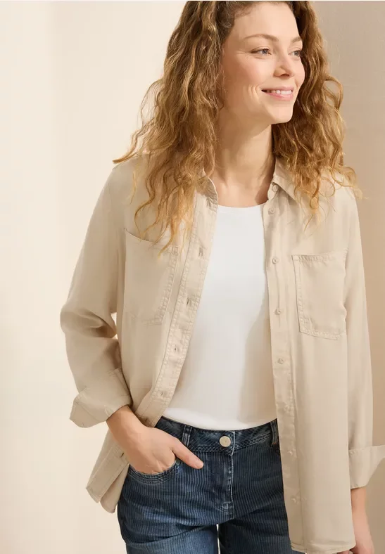 Thumbnail - Cecil Damen Bluse im Washed-Look in Beige, Gr: XXL