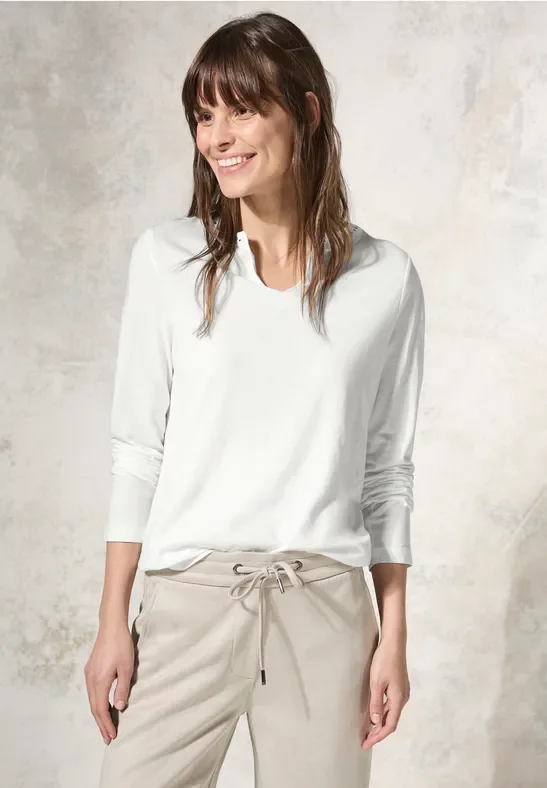 Cecil Damen Shirt mit Schmucksteinchen in Weiß, Gr: XXL