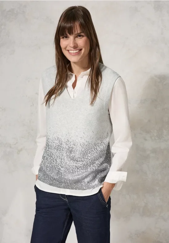 Thumbnail - Cecil Damen Pullunder mit Folien-Print in Grau, Gr: L