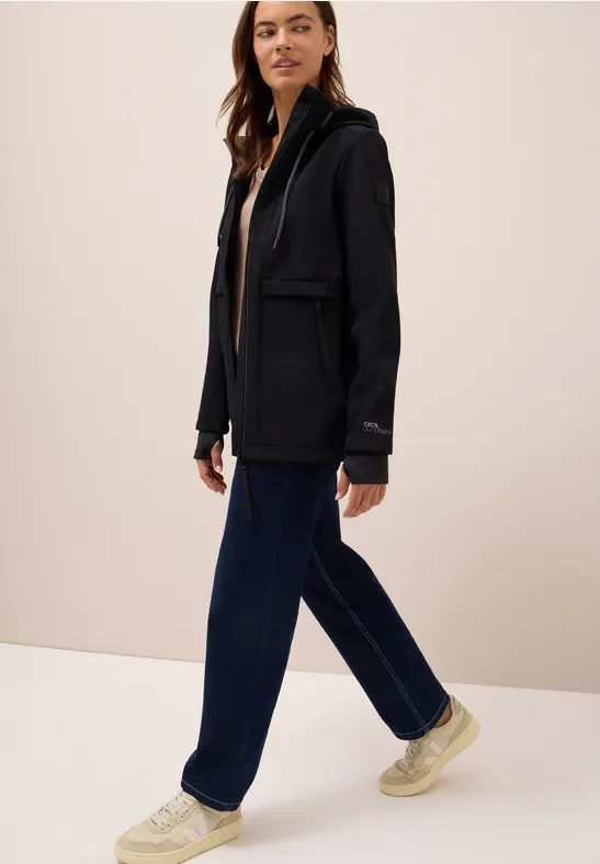 Thumbnail - Cecil Damen Midi Softshell Jacke in Schwarz, Gr: XL