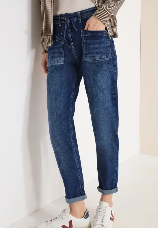 Cecil Damen Jeans mit Patch Pockets in Blau, Gr: 28