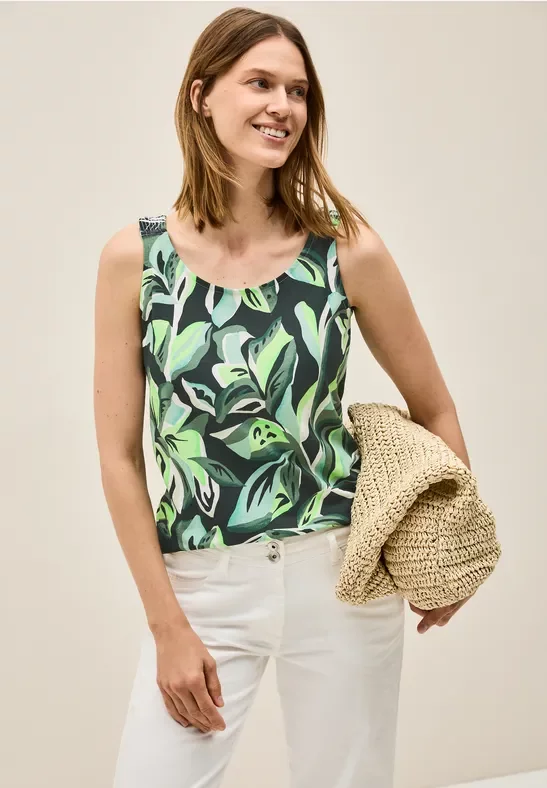 Thumbnail - Cecil Damen Top mit Smok-Details in Grün, Gr: S