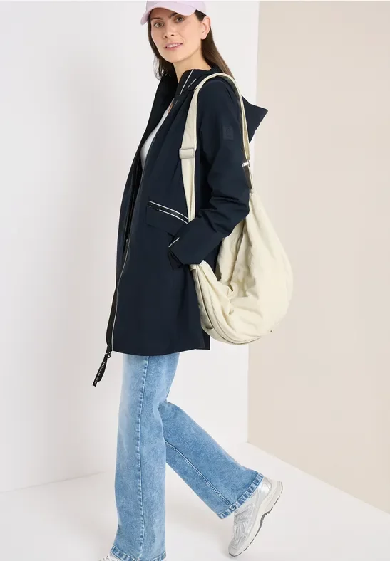 Cecil Damen Mantel mit Kapuze und 2-Wege-Zipper in Blau, Gr: XL