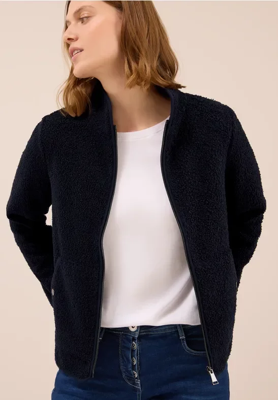 Thumbnail - Cecil Damen Softe Jacke mit Zipper in Blau, Gr: XS
