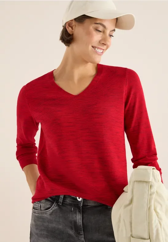 Thumbnail - Cecil Damen V-Neck Pullover in Rot, Gr: XXL