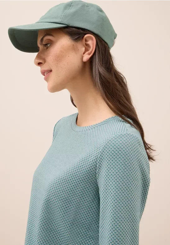Thumbnail - Cecil Damen Two Tone Strukturshirt in Grün, Gr: XXL