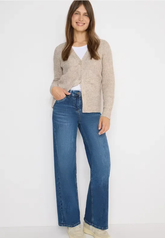 Cecil Damen Chunky Melange Cardigan in Braun, Gr: XXL