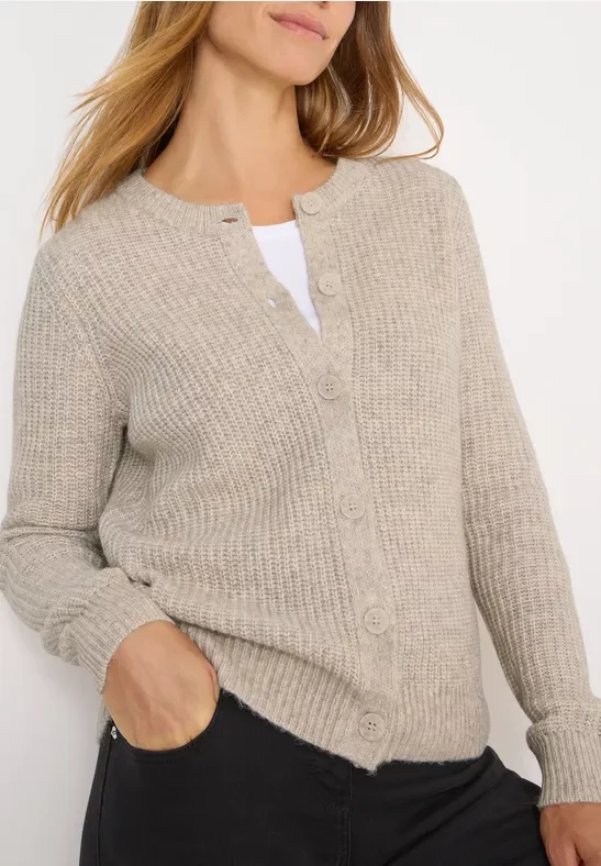 Cecil Damen Melange Cardigan in Braun, Gr: XL