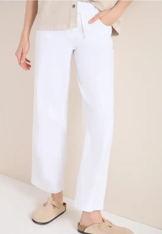 Cecil Damen High Waist Wide Leg Jeans im Loose Fit in Weiß, Gr: 28