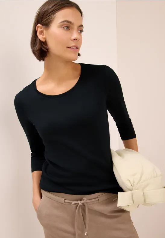 Cecil Damen Basic Shirt in Schwarz, Gr: XL