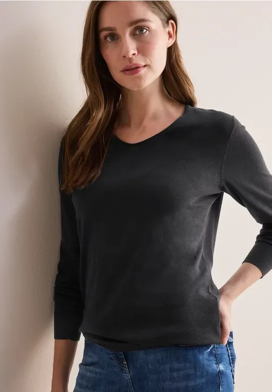 Cecil Damen Feinstrickpullover in Schwarz, Gr: XS