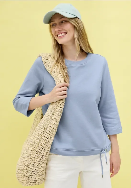 Cecil Damen Rundhals Sweatshirt in Blau, Gr: L