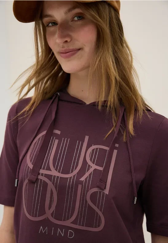 Thumbnail - Cecil Damen Kapuzenshirt mit Wording in Rot, Gr: M