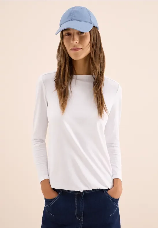 Cecil Damen Shirt in Unifarbe in Weiß, Gr: L