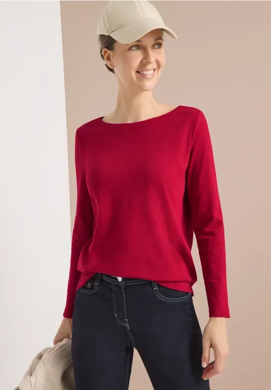 Cecil Damen Basic Langarmshirt in Rot, Gr: L