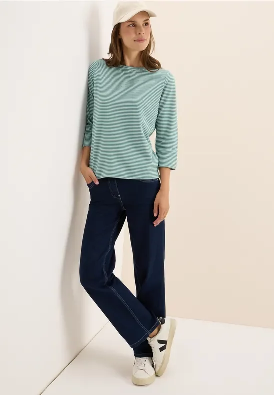 Thumbnail - Cecil Damen Gestreiftes Shirt in Grün, Gr: XXL