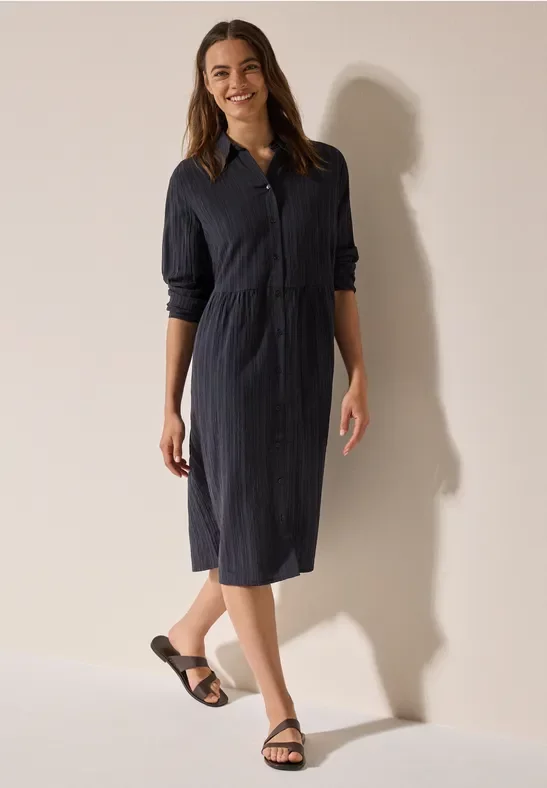 Cecil Damen Kleid mit Streifen-Struktur in Blau, Gr: XXL