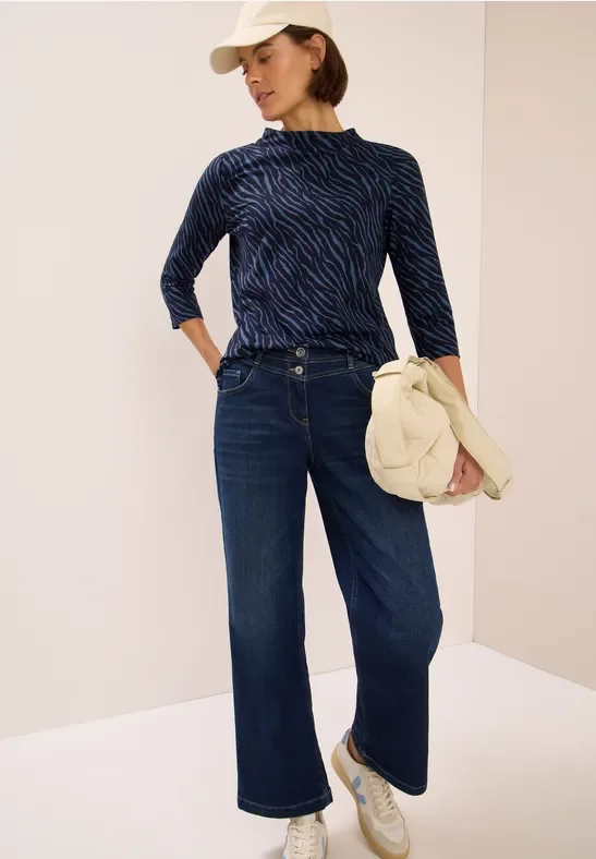 Thumbnail - Cecil Damen Shirt mit Minimal Print in Blau, Gr: S