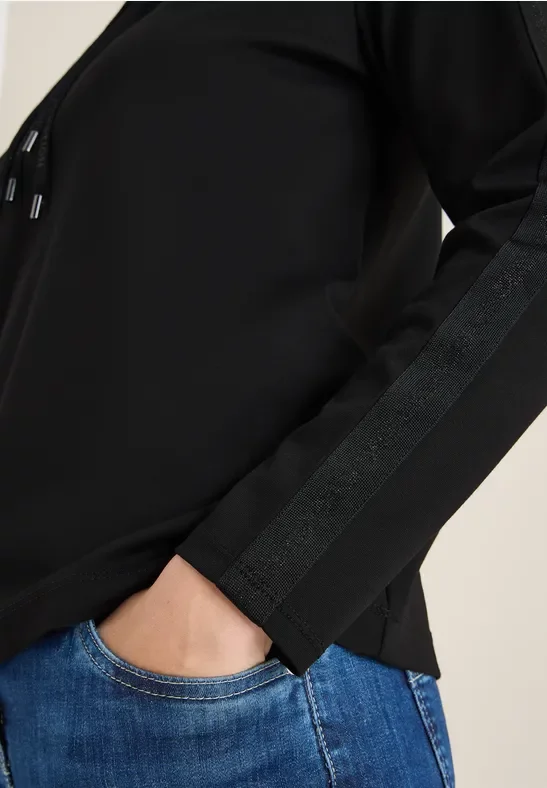 Cecil Damen Sweatshirt mit Glitzertape in Schwarz, Gr: XL