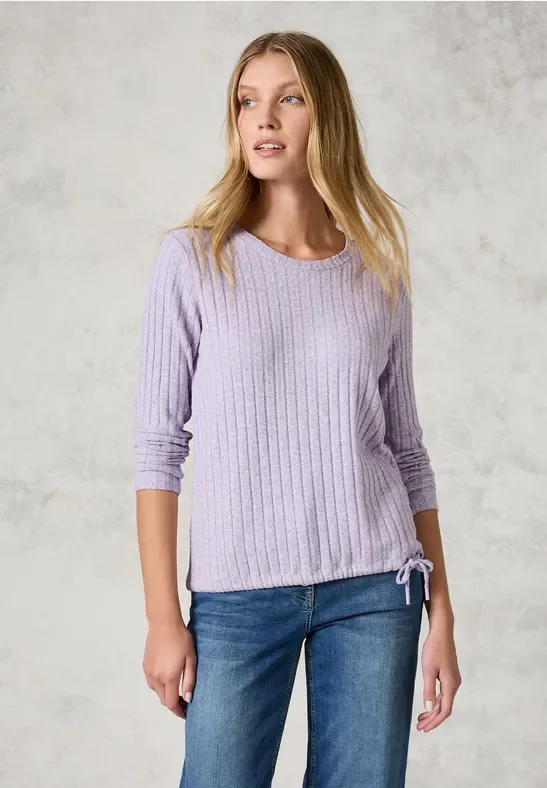 Cecil Damen Shirt mit Rippenstruktur in Lila, Gr: XXL