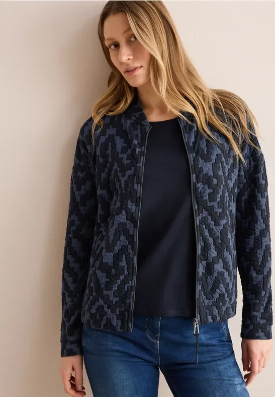 Cecil Damen Jaquard Jacke mit Struktur in Blau, Gr: XS