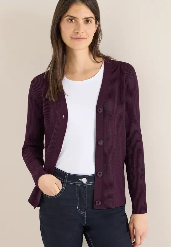 Cecil Damen Cardigan in Rippstruktur in Rot, Gr: XS
