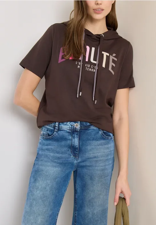 Cecil Damen Hoodie Shirt in Braun, Gr: XXL