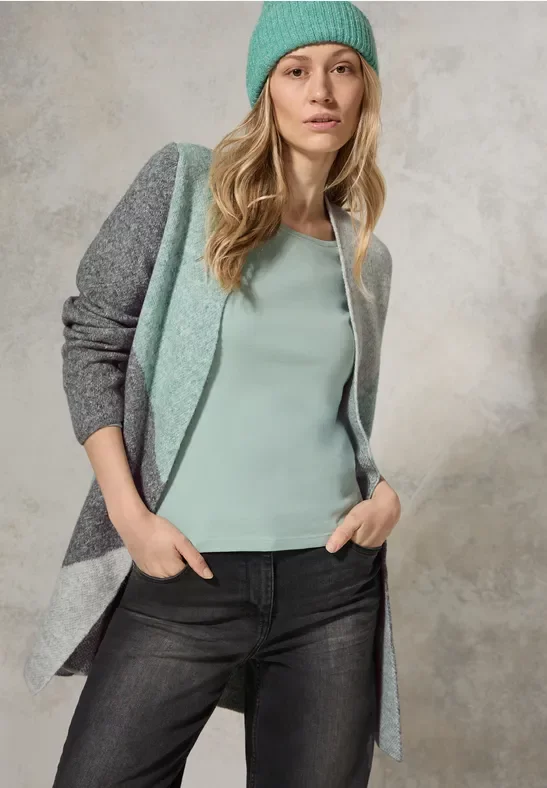 Thumbnail - Cecil Damen Colorblock Cardigan in Grün, Gr: S